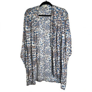 Umgee+ Cover Up/Kimono Blue Leopard Size XL/1XL Boho Beach Vacation Festival